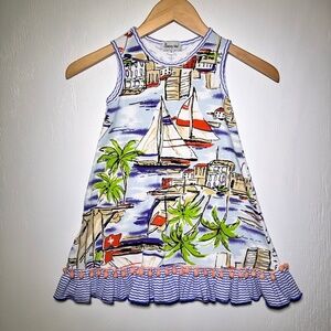 SASSY ME Girls 4 Sailboat Boat Pom Pom Anchor Nautical Beach BOUTIQUE DRESS